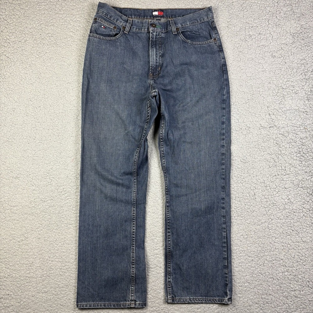 Tommy Hilfiger Mens Jeans 33x30 (34x30) Loose Relaxed Baggy Medium Wash 9" Wide